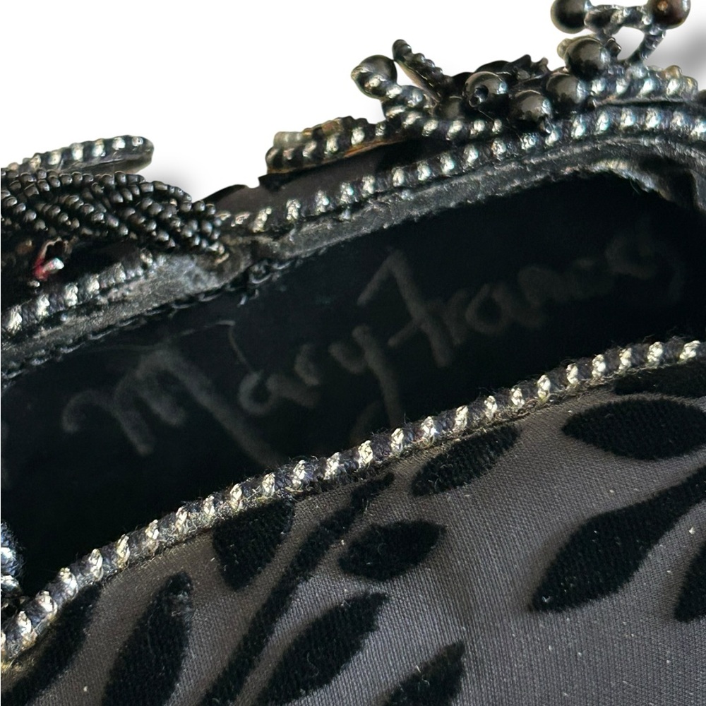 Mary Frances Vintage Black Velvet Leaf Beaded Evening Bag - Picture 13 of 16